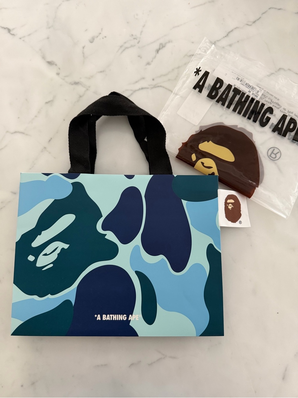 A Bathing Ape BAPE Blue Camo Tote Shopping Bag Paper Tote Gift Paper Bag